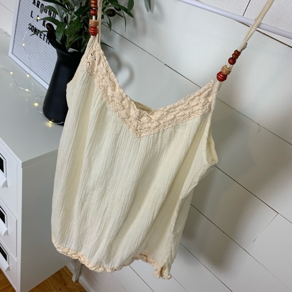 ❌SOLD❌ Old Navy Cream Gauzy Boho Tank Top Cami - Picture 3 of 8